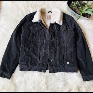 🏔 Carhartt Black Sherpa Lined Corduroy Jacket Medium
